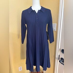 Pomander Place Landry Navy Blue Ribbed Dress.